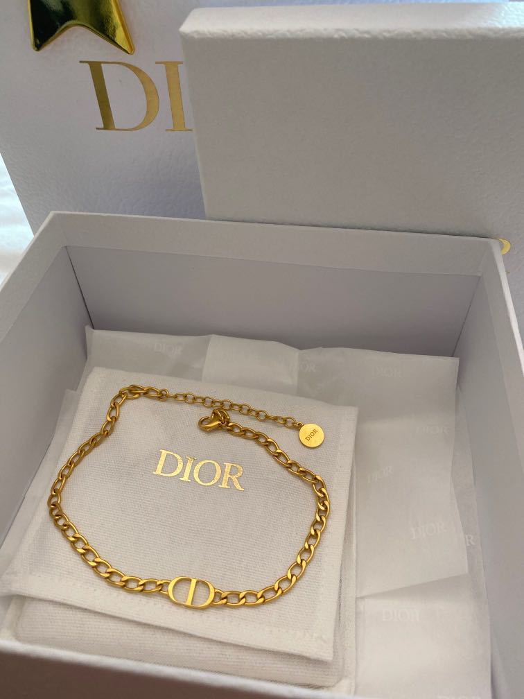 Dio(r)evolution Choker Gold-Finish Metal and White Crystals | DIOR