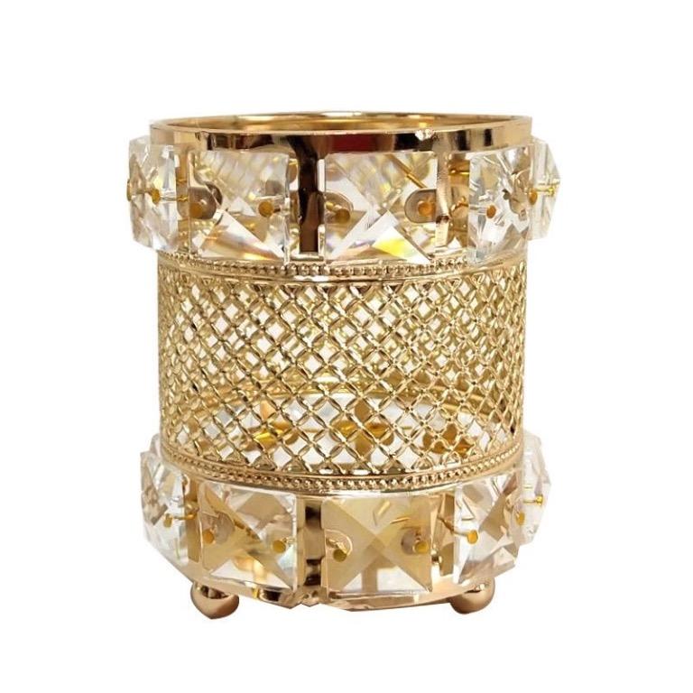 Gold Diamond Jar Storage Organizer (Category: Storage Boxes & Baskets) located in Manila. Submitted by clarv (Listing ID 1112460342, Image 2). Description: Organizer for makeup brushes or pencils or home decor 380 + SF RFS: Decluttering. This was never used.