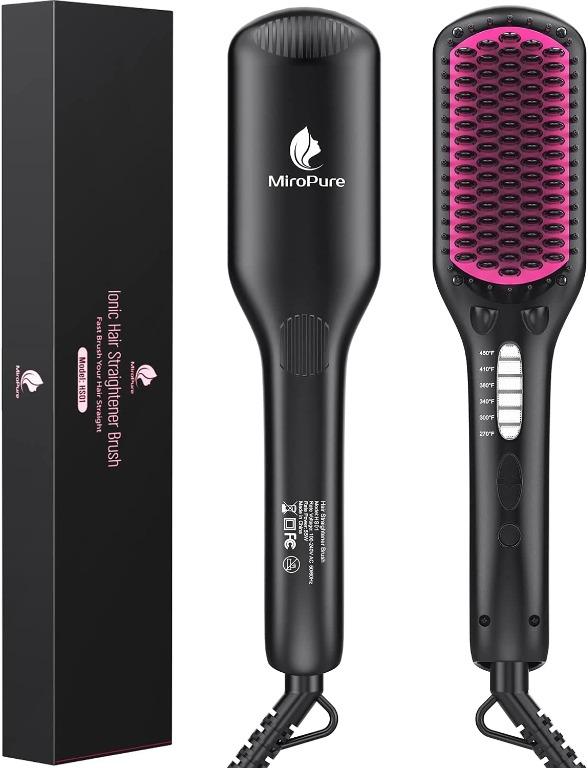 Hair Straightener Brush MiroPure Ionic Anti Scald Straightening Brush with Fast MCH Ceramic Heating Adjustable Temperatures Auto Off Dual Voltage Portable Straightening Comb 1359 Beauty Personal Care ...