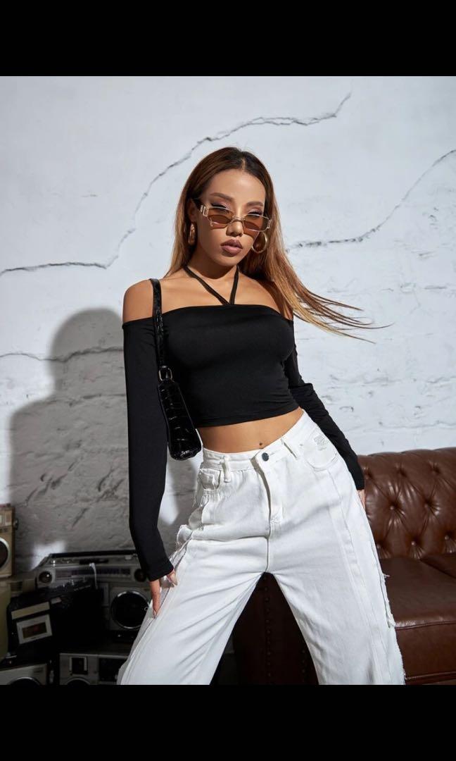 off shoulder halter top