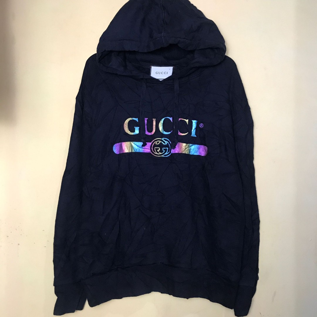 Gucci black rainbow hoodie hot sale