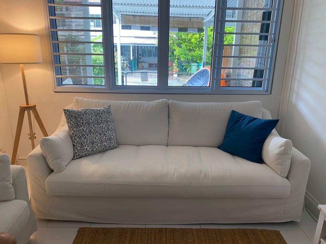 IKEA Farlov 3 Seat White Sofa, Furniture & Home Living, Furniture