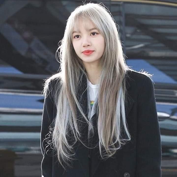 Instocks Korean Lisa Ash Grey Blue Black Blue Gray Highlights Airy Bangs Straight Wig Long Hair Beauty Personal Care Hair On Carousell