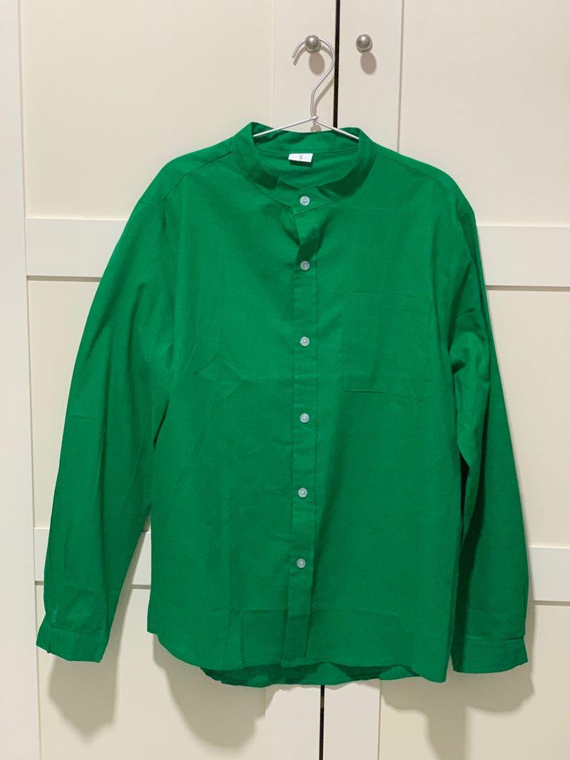 Kelly Green Button Down Shirt, Women's Fashion, Tops, Shirts on Carousell