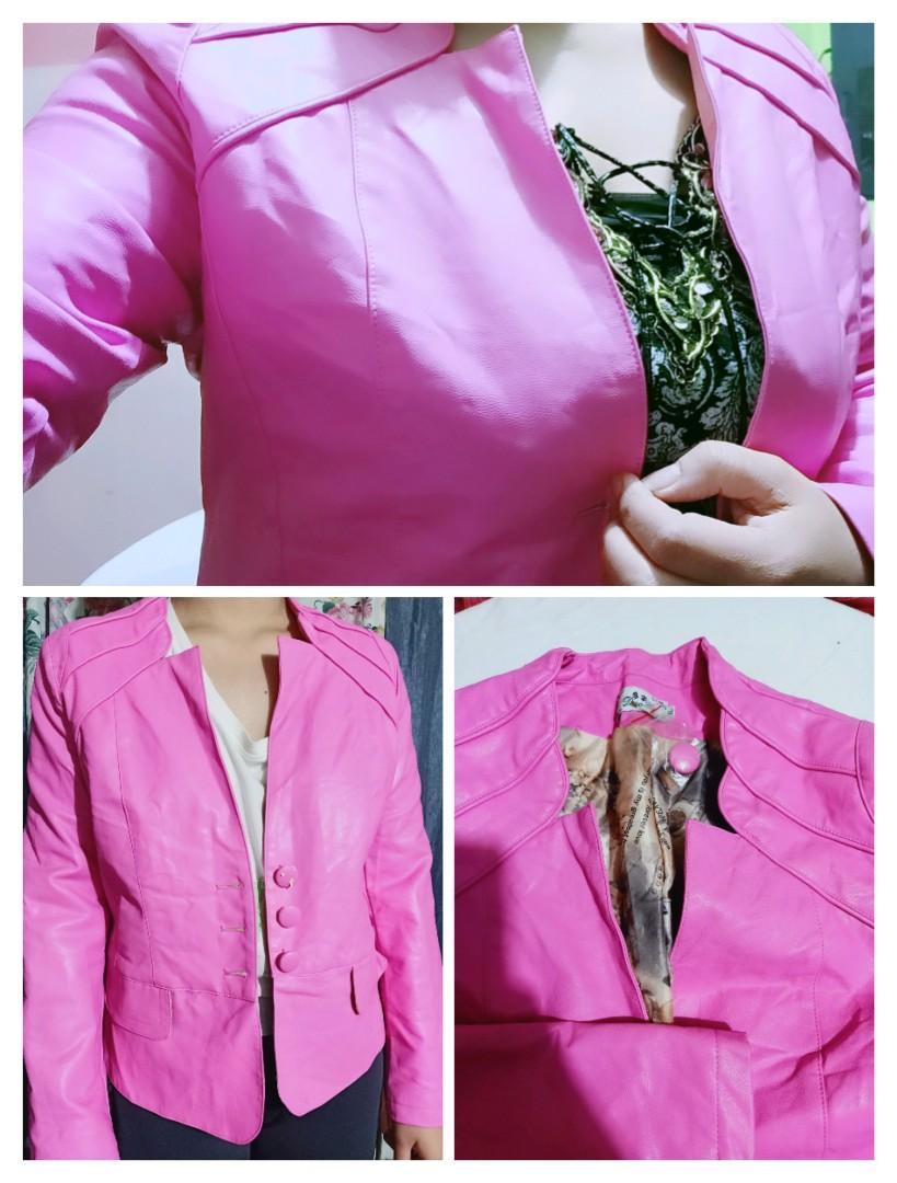 Leather Jacket Pink Pre-owned ( medium fit), Women's Fashion, Coats, Jackets  and Outerwear on Carousell