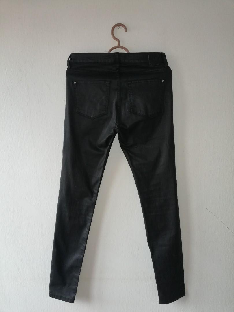 Mango denim belle faux leather pants Women s Fashion Bottoms