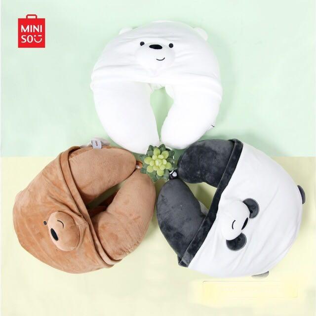 MINISO We Bare Bears Neck Pillow with Hood