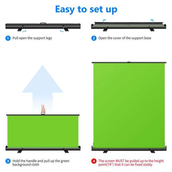 Neewer Green Screen Green Pullup Style with AutoLocking Frame