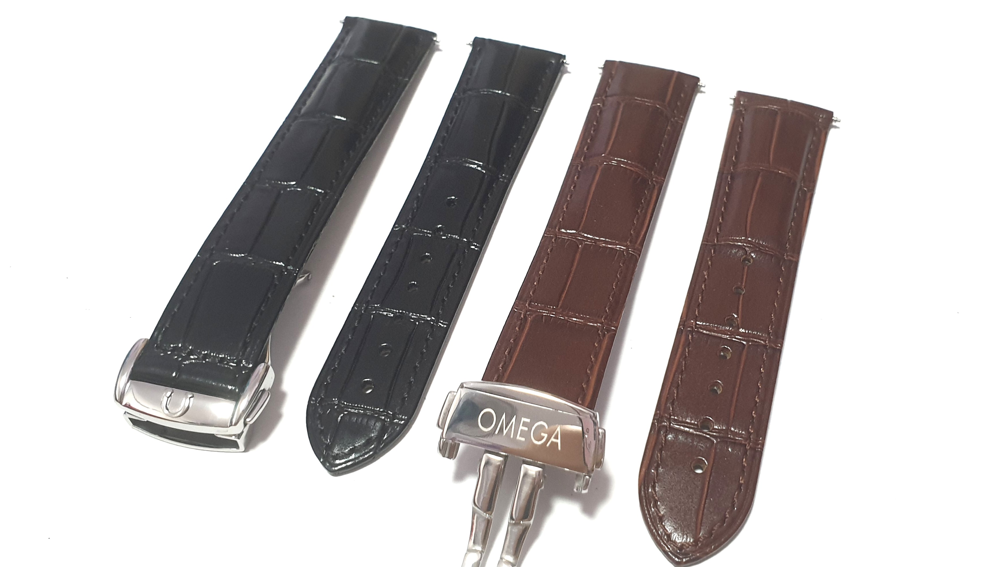 Omega 20mm 22mm Brown/ Black Leather 