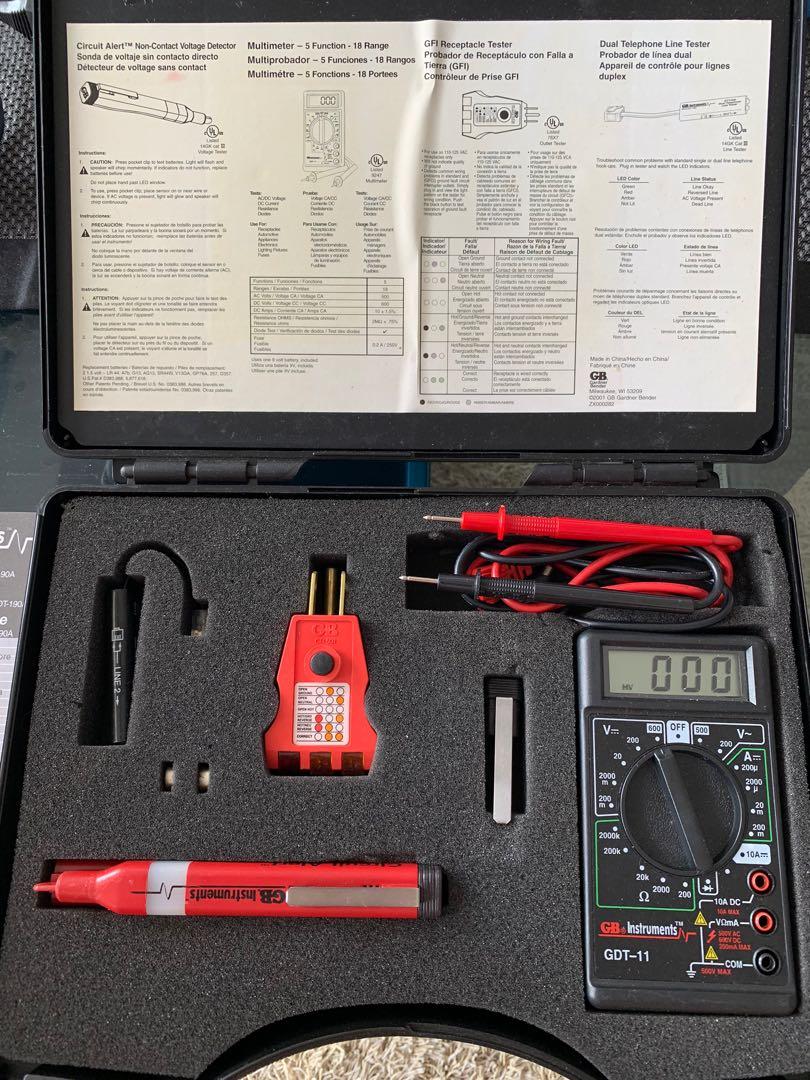 Portable Electrical testing kit with multimeter, Furniture & Home
