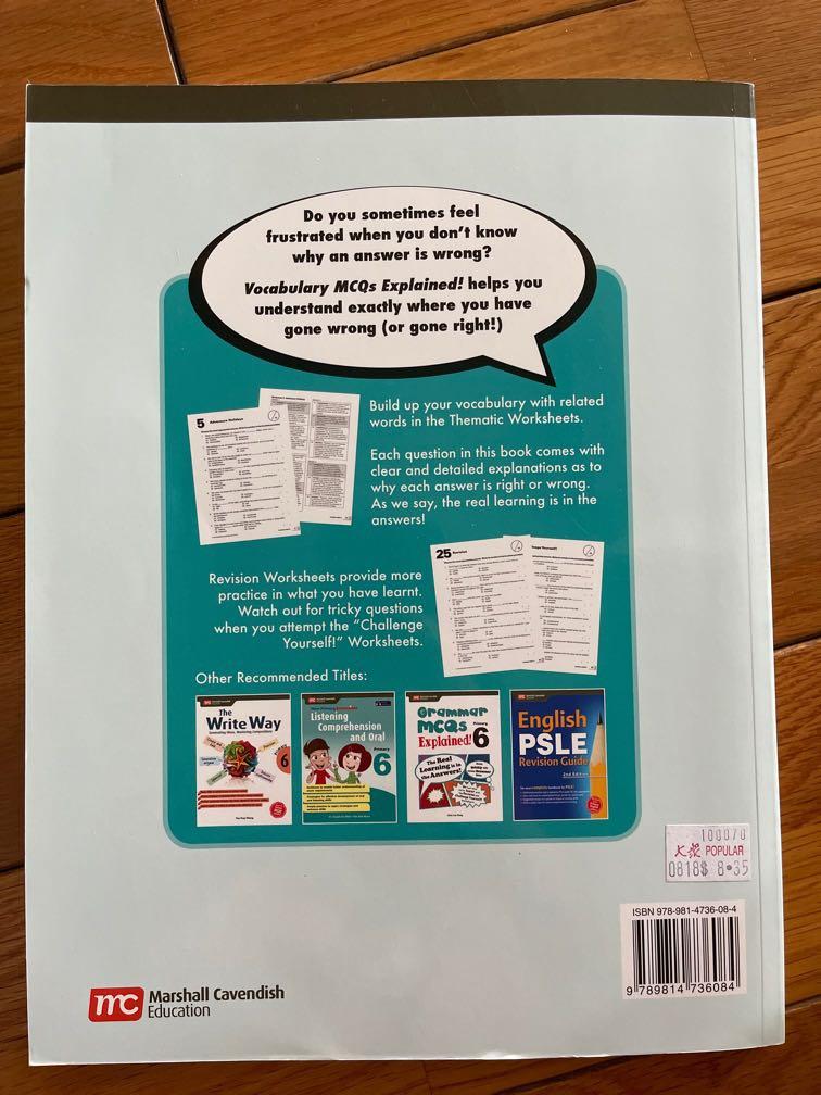Pri 6 Vocabulary Mcqs By Marshall Cavendish Edu Buku Alat Tulis Buku Di Carousell