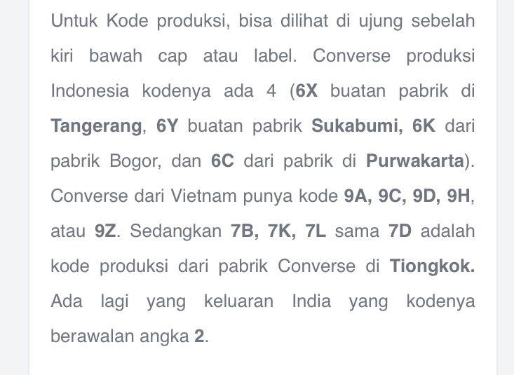 Kode produksi converse 6c store