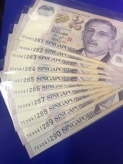 Singapore $2 Polymer Birthday Note (4th Dec 1981 - 1999) Available.