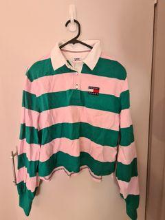 Tommy Jeans Cropped Stripe Rugby Top Size S