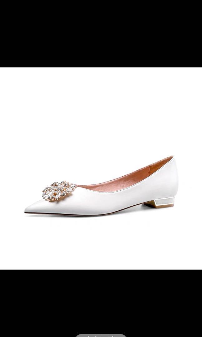 womens white wedding flats