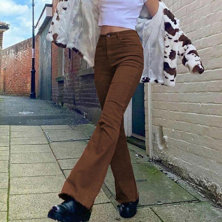 Brown corduroy flare pants, Women's Fashion, Bottoms, Other Bottoms on  Carousell