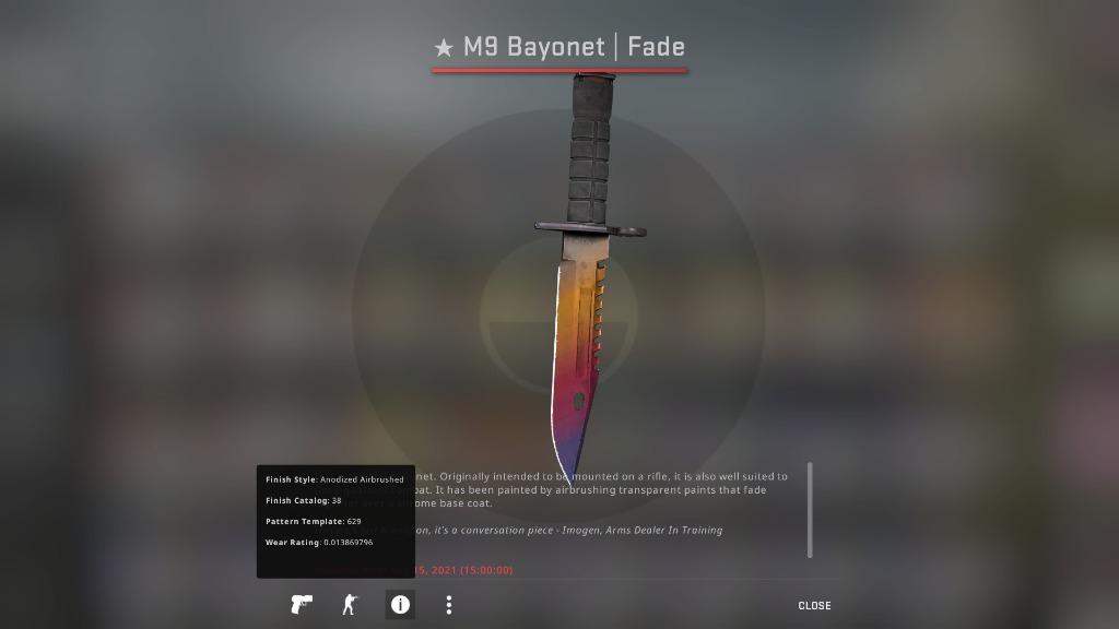 (74% MP) CSGO M9 Bayonet Knife Fade FN Factory New, Video Gaming ...