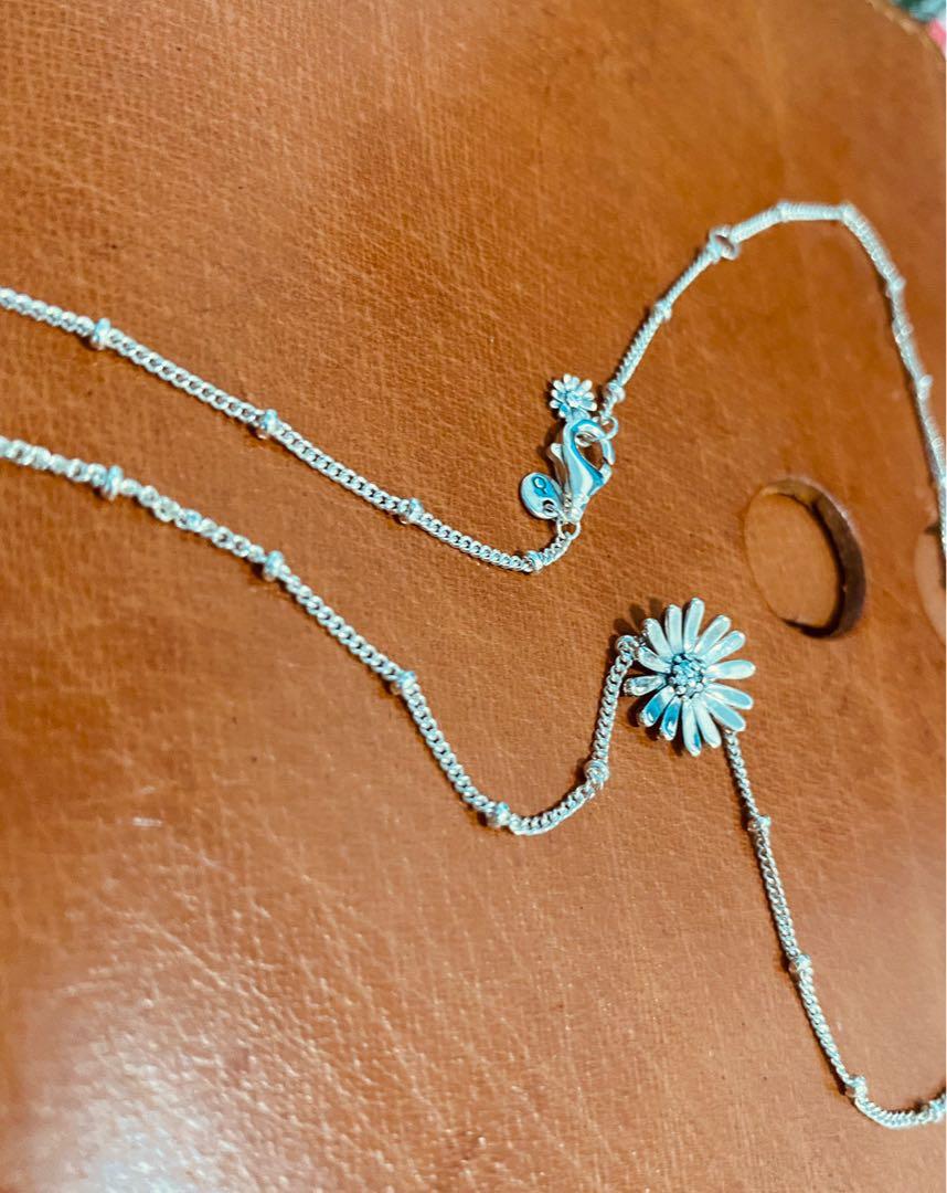 Pandora pave daisy flower necklace clearance