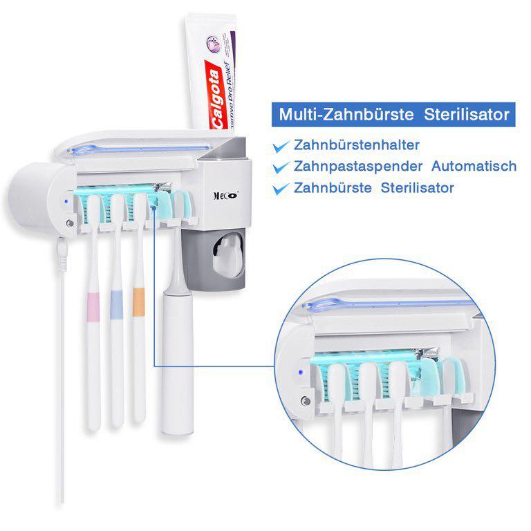 Automatic Toothpaste Dispenser with WallMounted Toothbrush Holder UV