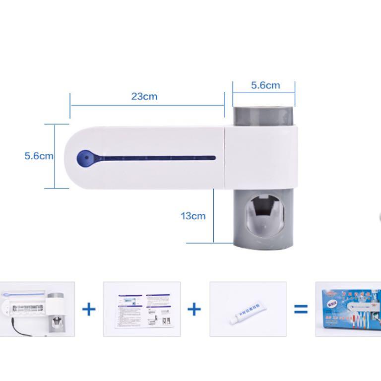 Automatic Toothpaste Dispenser with WallMounted Toothbrush Holder UV