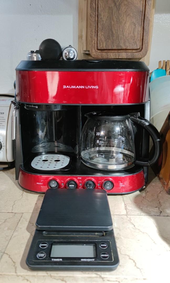 Baumann 2 in 1 Espresso and Drip Coffee Machine with Milk Frother, TV