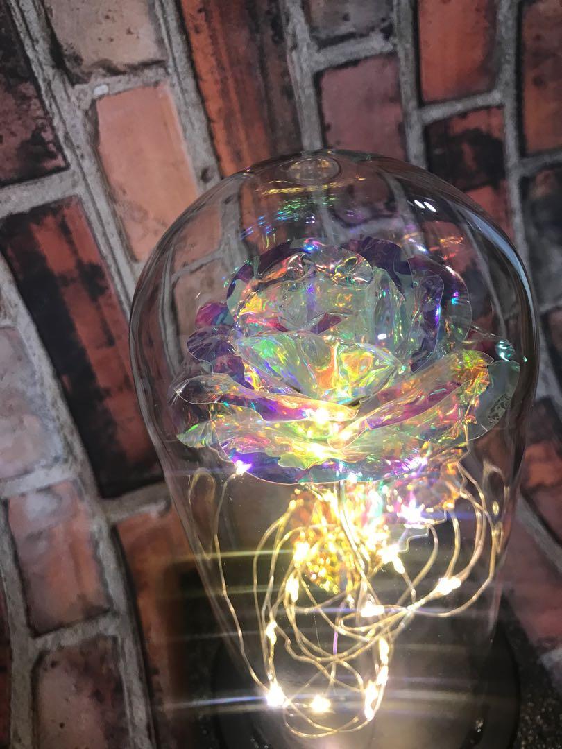 Crystal Sparkling Galaxy Rose Beauty and The Beast Rose Enchanted LED