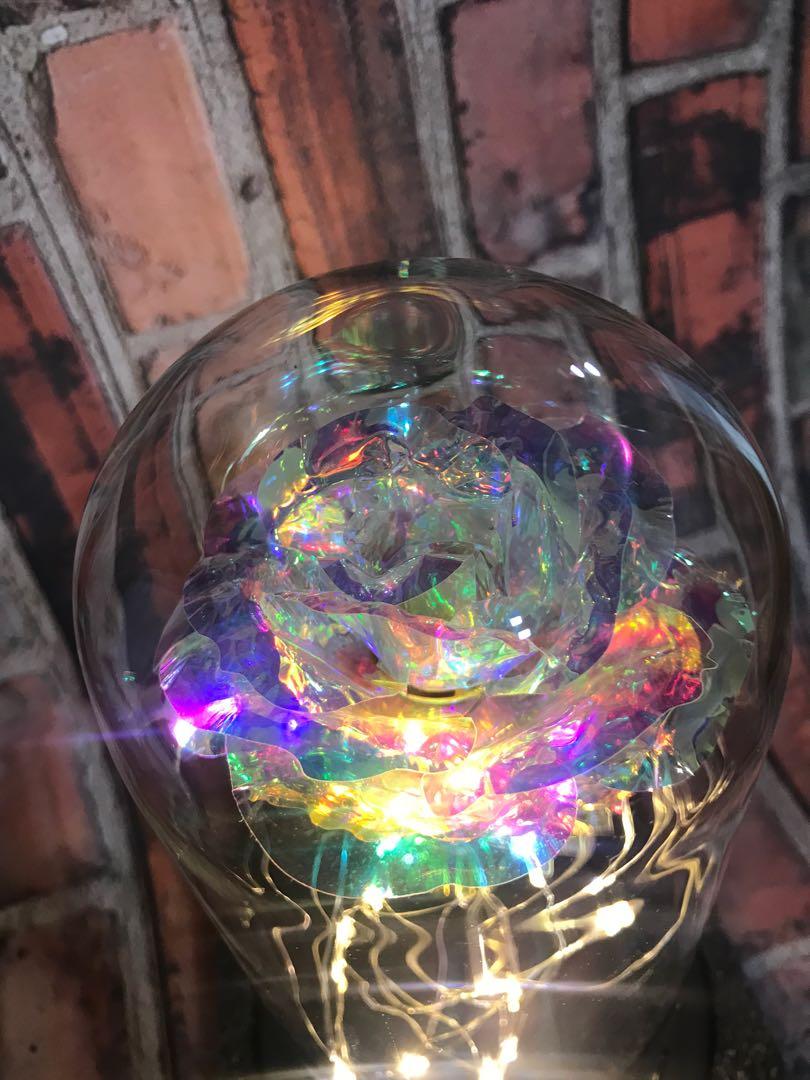 Crystal Sparkling Galaxy Rose Beauty and The Beast Rose Enchanted LED