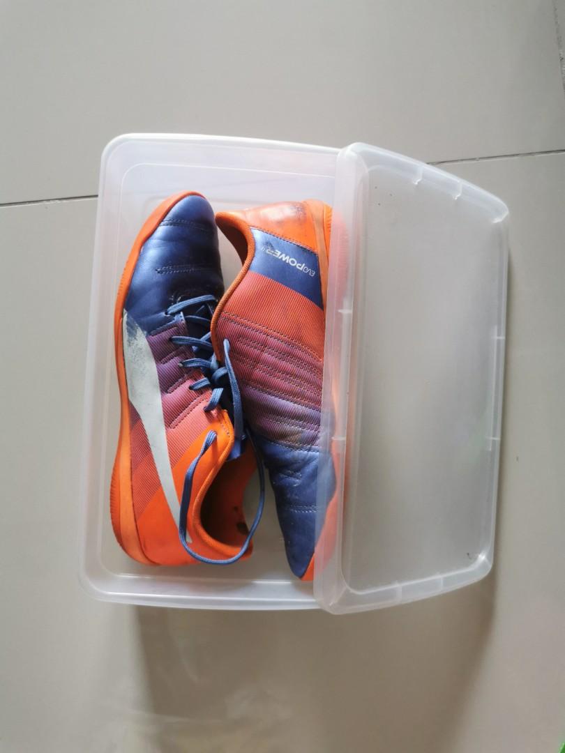 Daiso transparent shoe box container with lid cover size big, Furniture