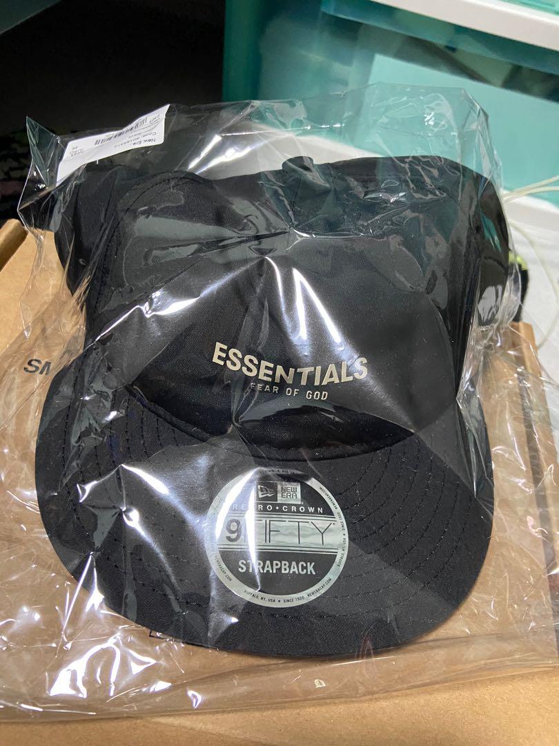 black fear of god essentials retro crown 9fifty strapback