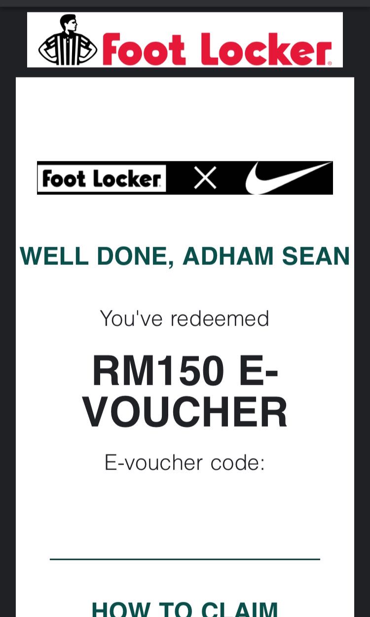 Footlocker e Voucher RM150 OFF