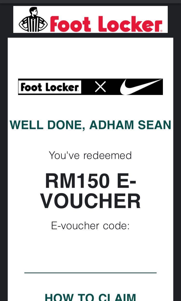 Footlocker e-Voucher RM150 OFF, Tickets u0026 Vouchers, Store Credits on  Carousell