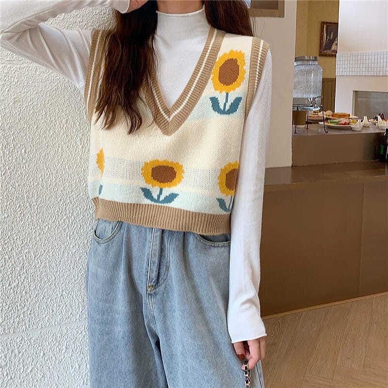 Korean knit vest cheap