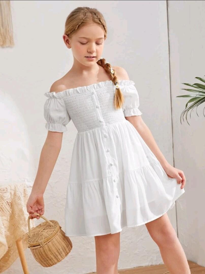 Girls white off the shoulder dress sale