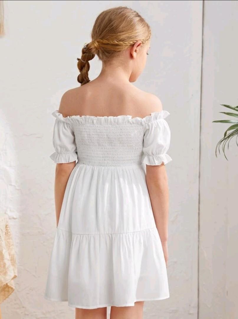 Girls off the shoulder white dress online