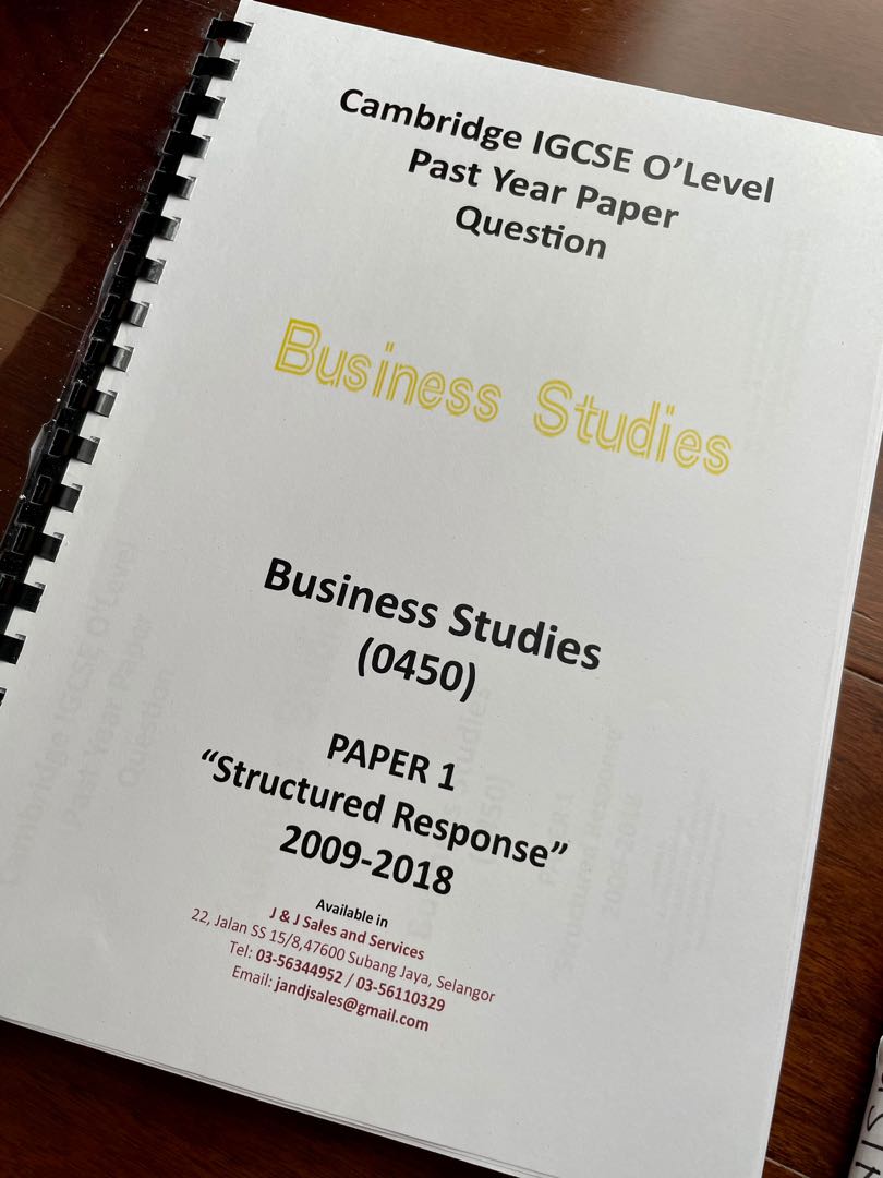 IGCSE BUSINESS PAST PAPER Paper 1, Hobbies & Toys, Books & Magazines