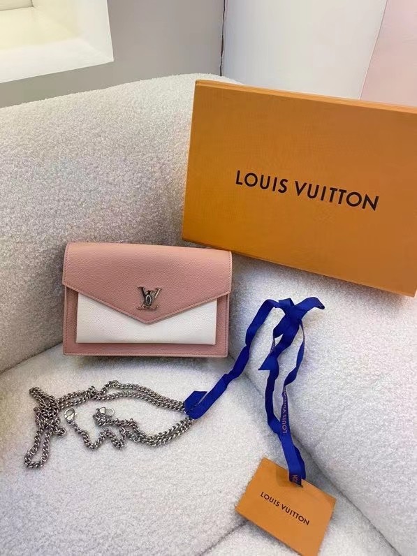 Louis Vuitton Calfskin My Lockme Chain Pochette Rose Ballet White