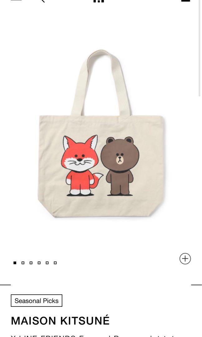 Maison Kitsune x Line Friends Tote Bag, 名牌, 手袋及銀包 Carousell