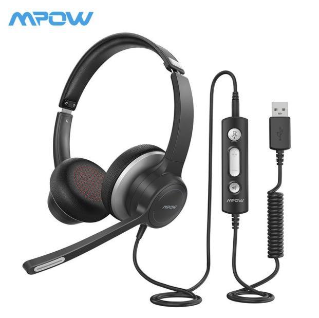 with 3.5mm Jack Skype Headphones w/Comfort-fit Earpad All-Platform Edition Inline Volume Control for PC/Laptop/Cell Phone Mpow USB Headset Stereo Computer Headset with Microphone Noise-Canceling 