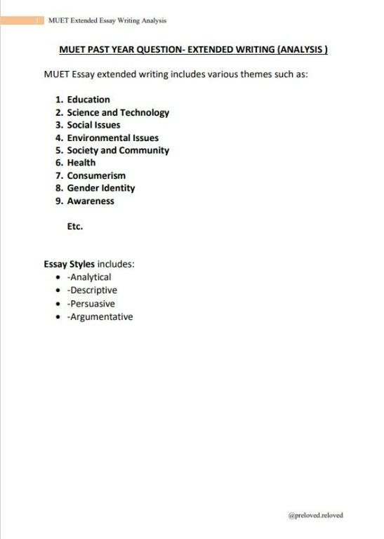 Muet Past Year Question Extended Writing Analysis E Notes Books Stationery Books On Carousell