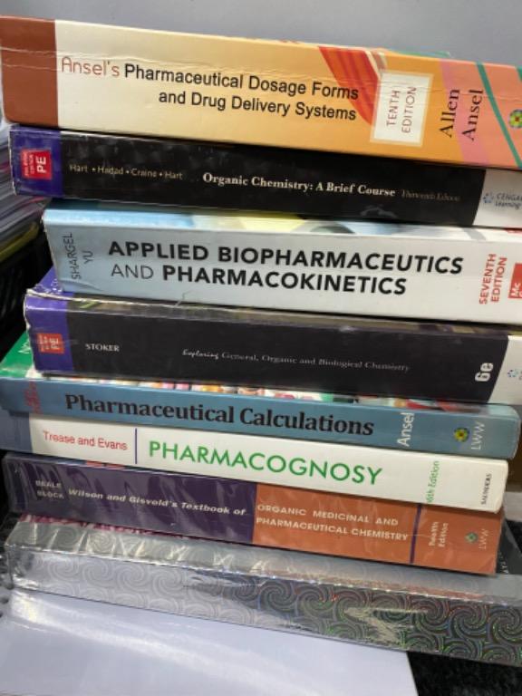 PHARMACY BOOKS / Med Books (Category: Textbooks) located in San Fernando. Submitted by chengqyy (Listing ID 1112596619, Image 2). Description: Organic Chemistry 13th ed - Harold Hart (350) • General, Organic and Biological Chem 6th ed - Stephen Stoker (450) • Applied Biopharmaceutics and Pharmacokinetics 7th ed - Shargel & Yu (850) • Pharma Calculations 14th - Howard Hansel (450) • Pharmacognosy 16th ed - Trease and Evans (750) • Organic Medicina