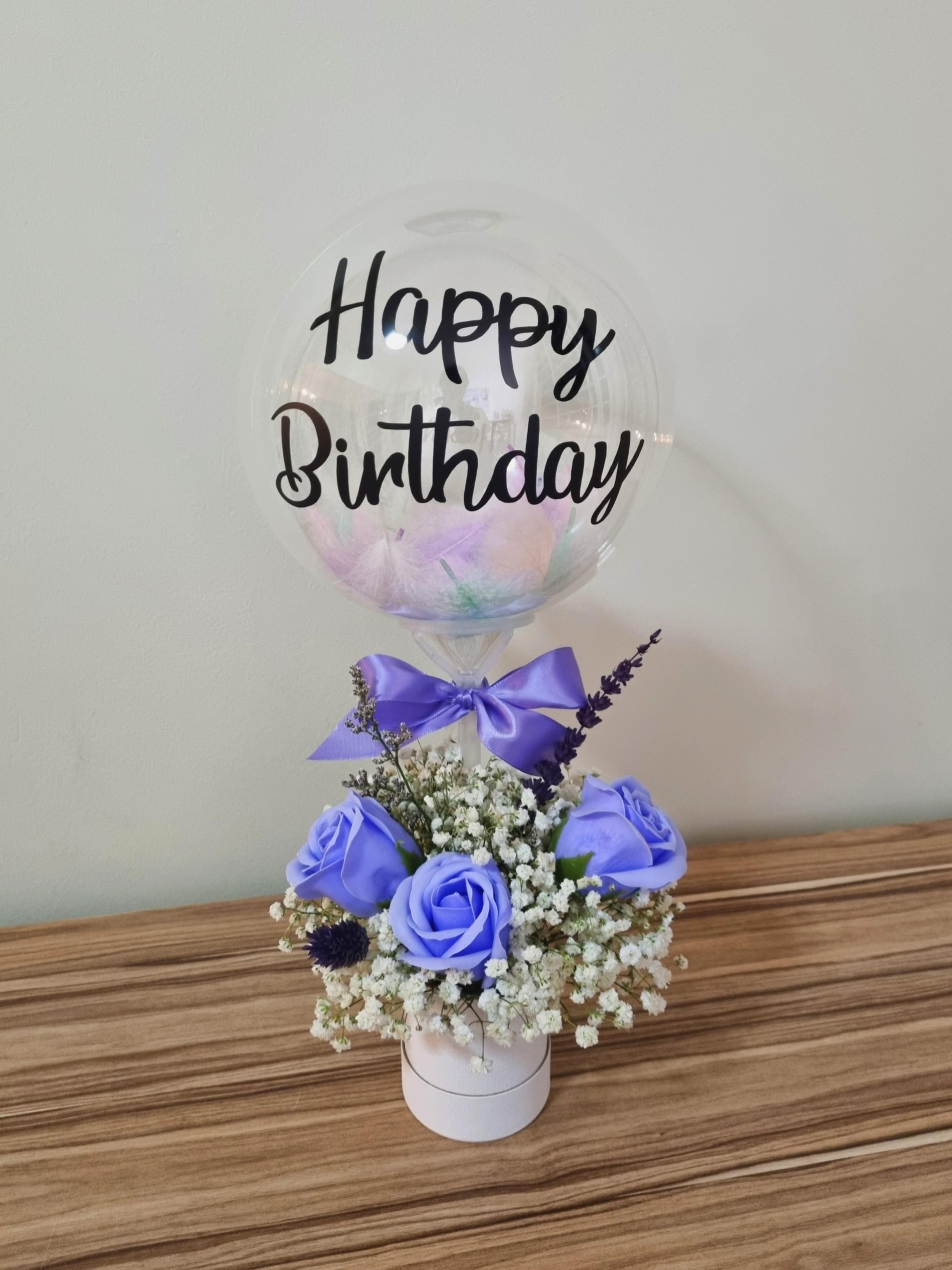 Purple Blue Soap Rose Baby Breath Fresh Flowers Balloon Bloom Box Bouquet Hobbies Toys Stationery Craft Flowers Bouquets On Carousell