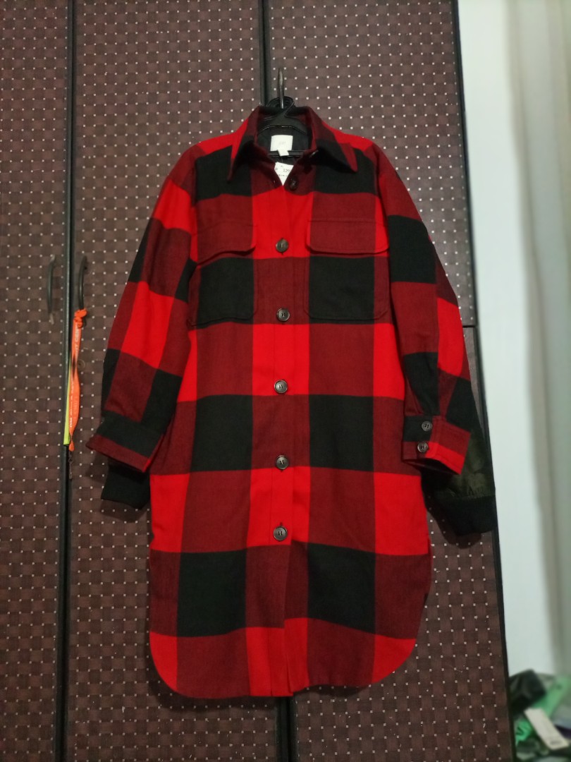 red black checkered coat
