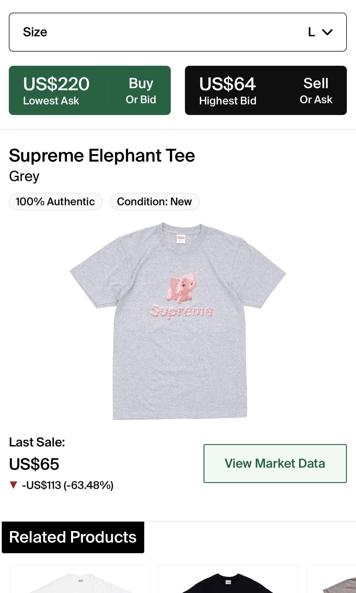 Supreme Elephant Tee SS17, Men's 