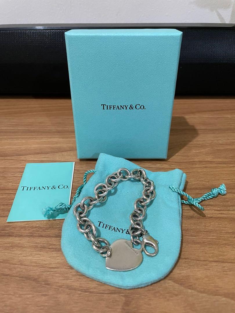 Tiffany & Co Heart bracelet (Category: Luxury Accessories) located in Makati City. Submitted by ashasluxurycloset (Listing ID 1112550586, Image 1). Description: 💯 Guaranteed Authentic Tiffany & Co Preloved, heart bracelet Complete with box, cards, pouch.