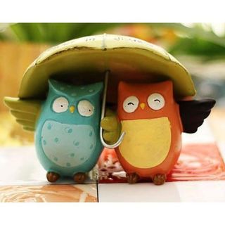 全新zakka 撐傘貓頭鷹擺件 樹脂 撐傘 雨傘 打傘情侶 創意工藝品 家居飾品 擺設 婚禮佈置 櫥窗 生日禮物64190847528066110