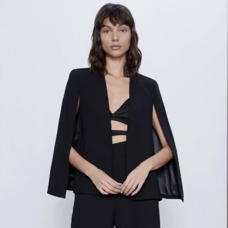 Zara black cape blazer outlet