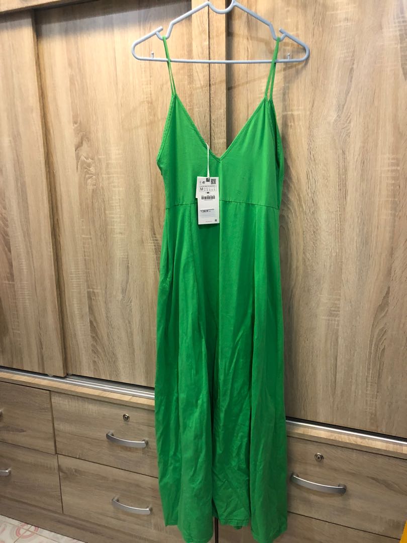 Zara Green Midi Dress, Women's Fashion ...