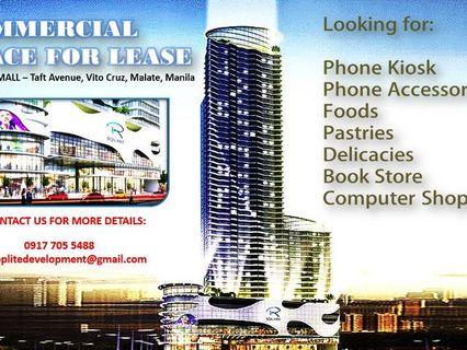 Commercial Space  in  R square Mall, For Lease Malate Manila