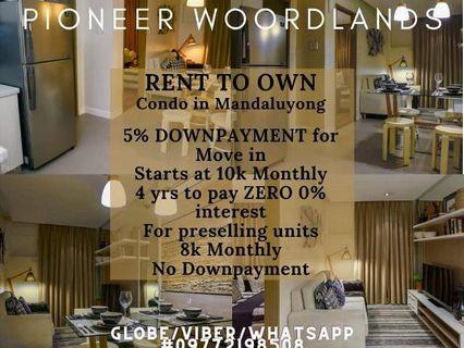 FOR SALE CONDO Mandaluyong 5% DP Condo RFO 25K Monthly 2BR 2CR RENT TO OWN MOVEIN PIONEER WOODLANDS ORTIGAS BGC SM MEGAMALL MAKATI AYALA