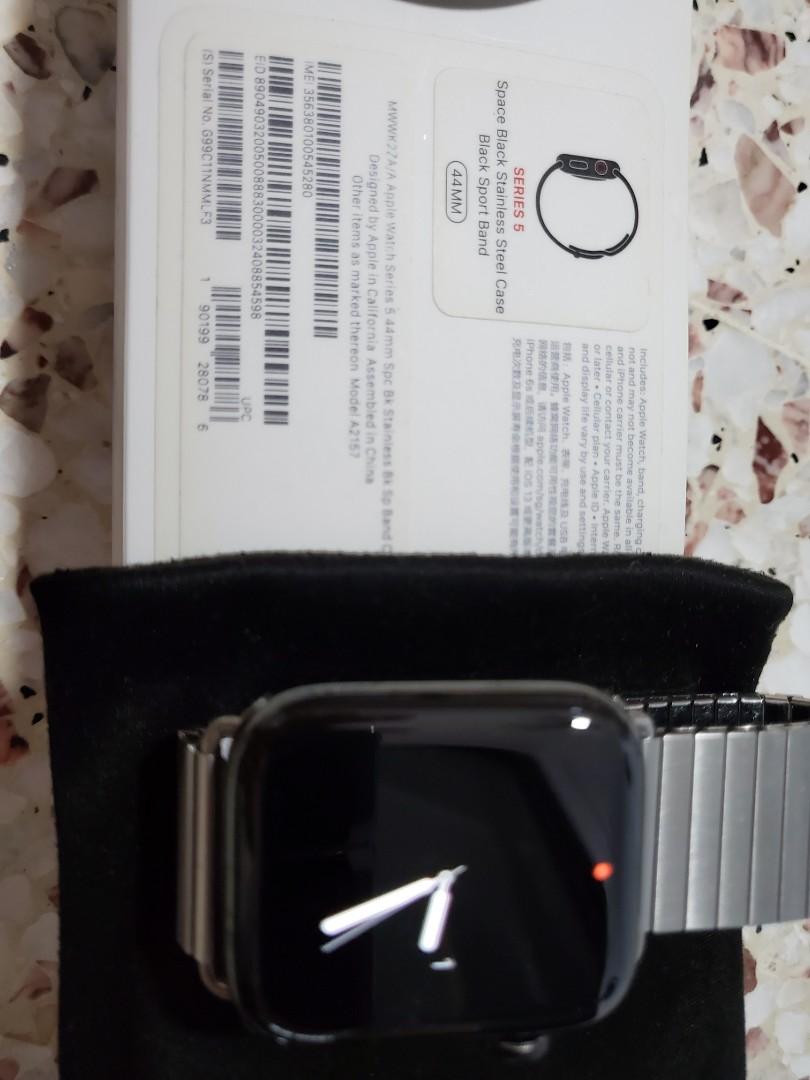 Apple watch stainless SPACE BLACK Steel 44mm cell GPS series 5 IN A AP STRAP Mobile Phones Gadgets Wearables Smart Watches on Carousell